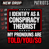 I Identify Conspiracy Theorist Patriots Pledge Sticker