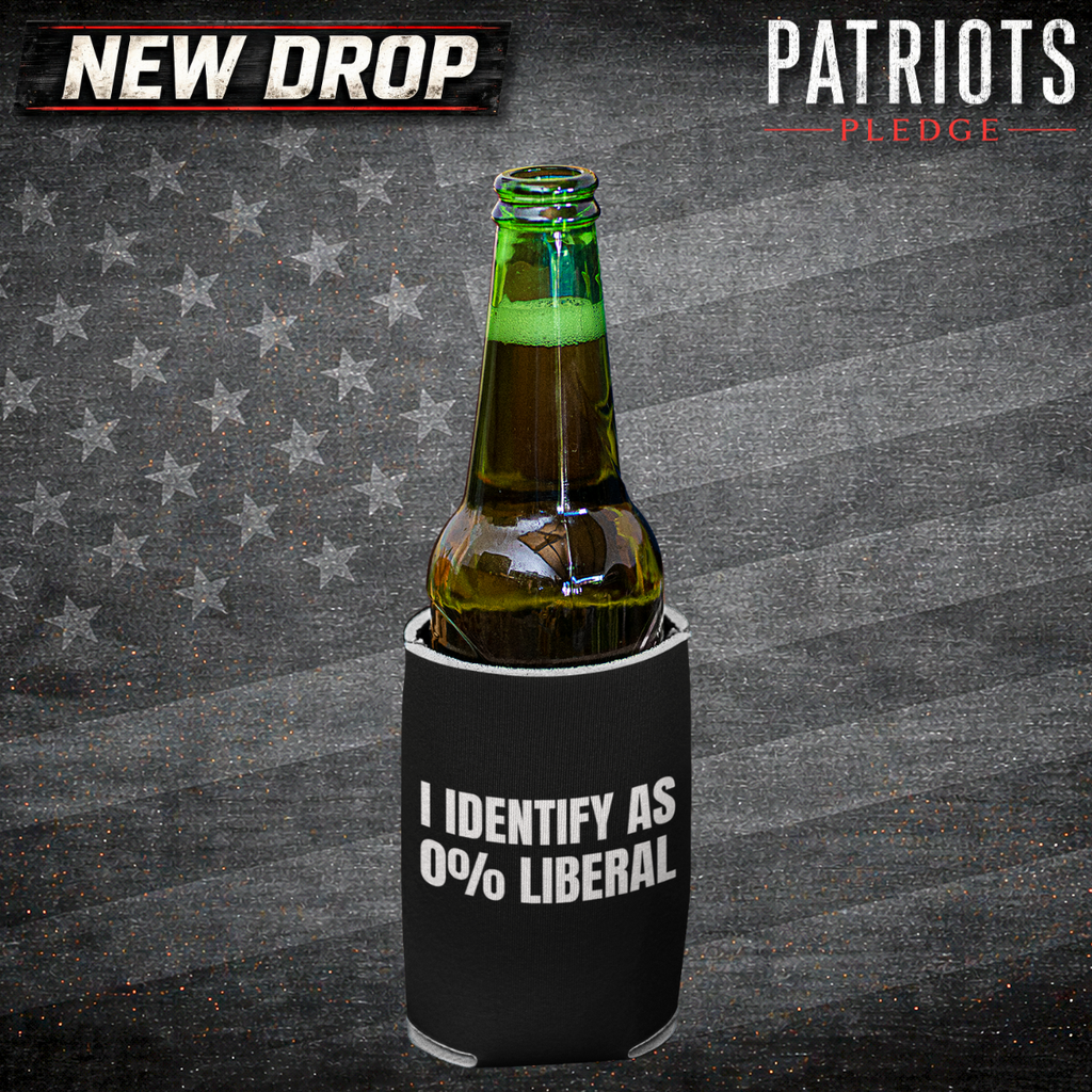 I Identify as 0% Liberal Patriots Pledge Koozie Can Cooler